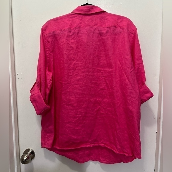 COPY - Chaps Fuchsia Color 100% Linen Buttoned Down Shirt Top Sz XL - Picture 2 of 6
